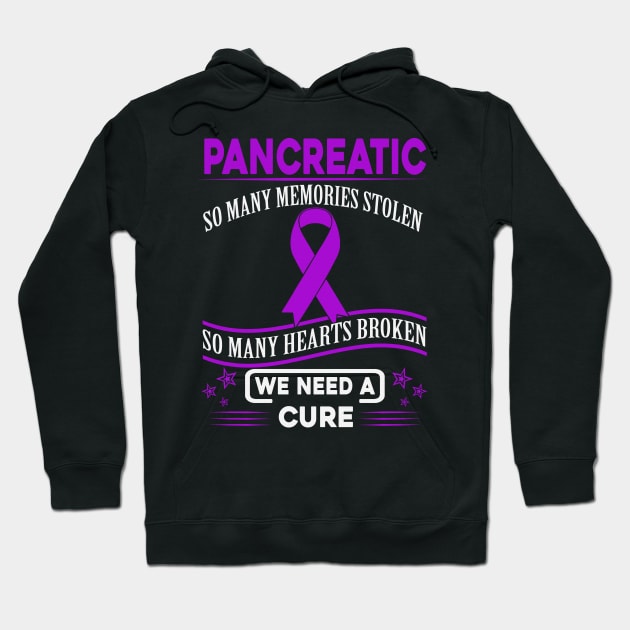 Pancreatic So Many Memories Stolen Hearts Broken We Need A Cure Purple Ribbon Warrior Hoodie by celsaclaudio506